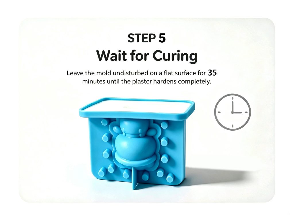 Step 5 Wait 20‑30 minutes for wet plaster inside mould to cure and harden